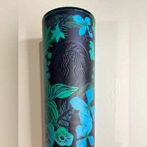 Starbucks Stainless Steel Blue Green Flowers Summer 2022 24 oz